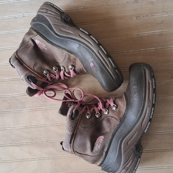 Girls THE NORTH FACE Chilkat Insulated Waterproof Winter Ankle Boots Pink Laces - Picture 13 of 15